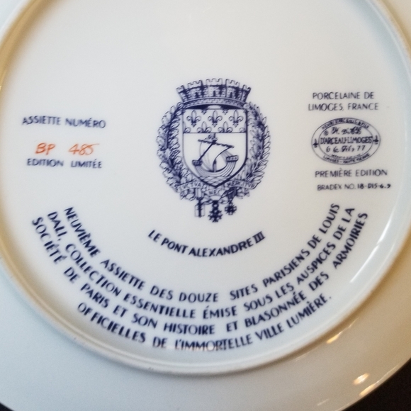 Henri D'Arceau L. & Fils Collectible Plate / Le Pont Alexander III - Picture 6 of 8